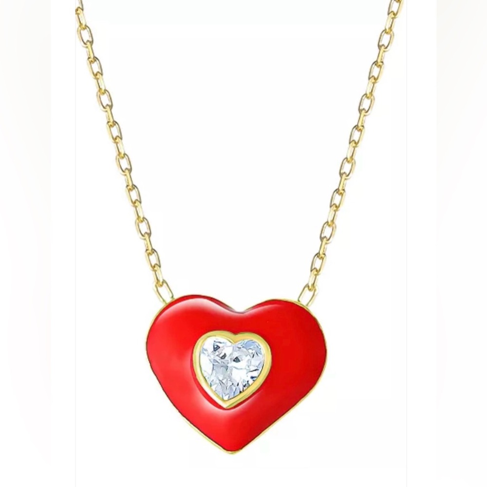 Giani Bernini Gold Chain Red Heart Pendant Necklace